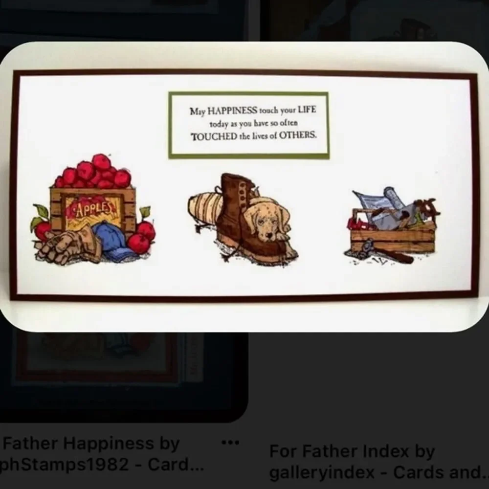 Vintage Stampin Up Retired For Father Stamping Stamp Set Rubber Wood Mount Dog